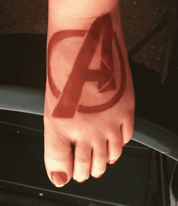 Avengers Logo Henna Design on Foot