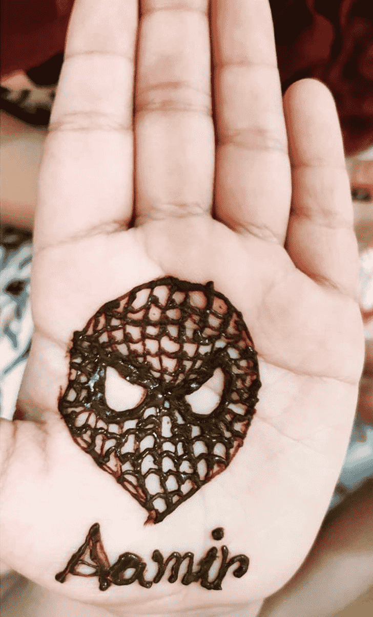 Spiderman Mask Henna on Palm