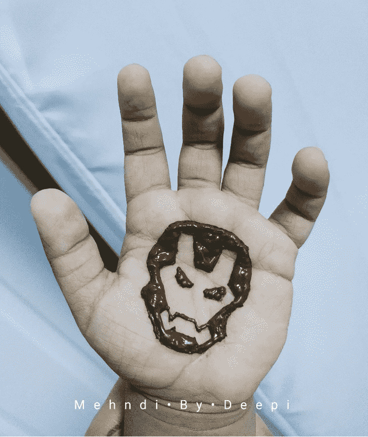 Iron Man Mask Henna Design on Palm