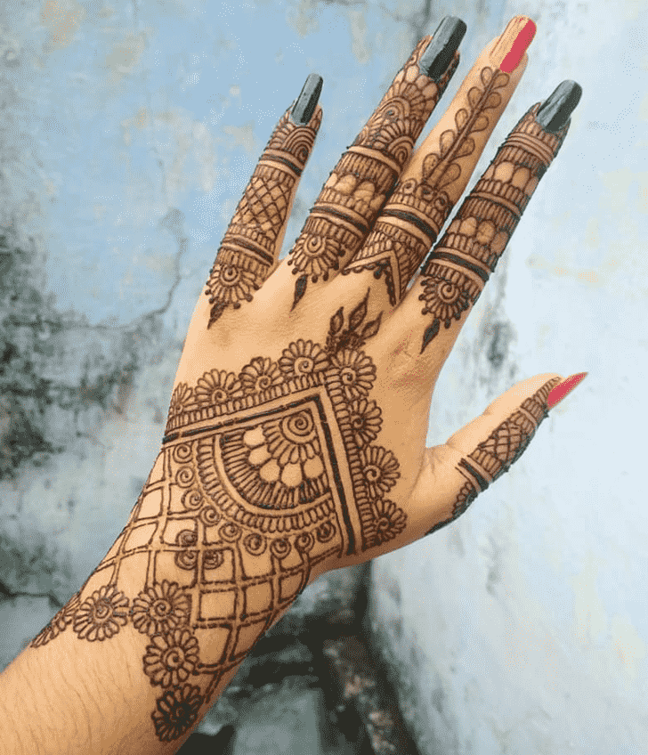 Classy Back Hand Henna Design