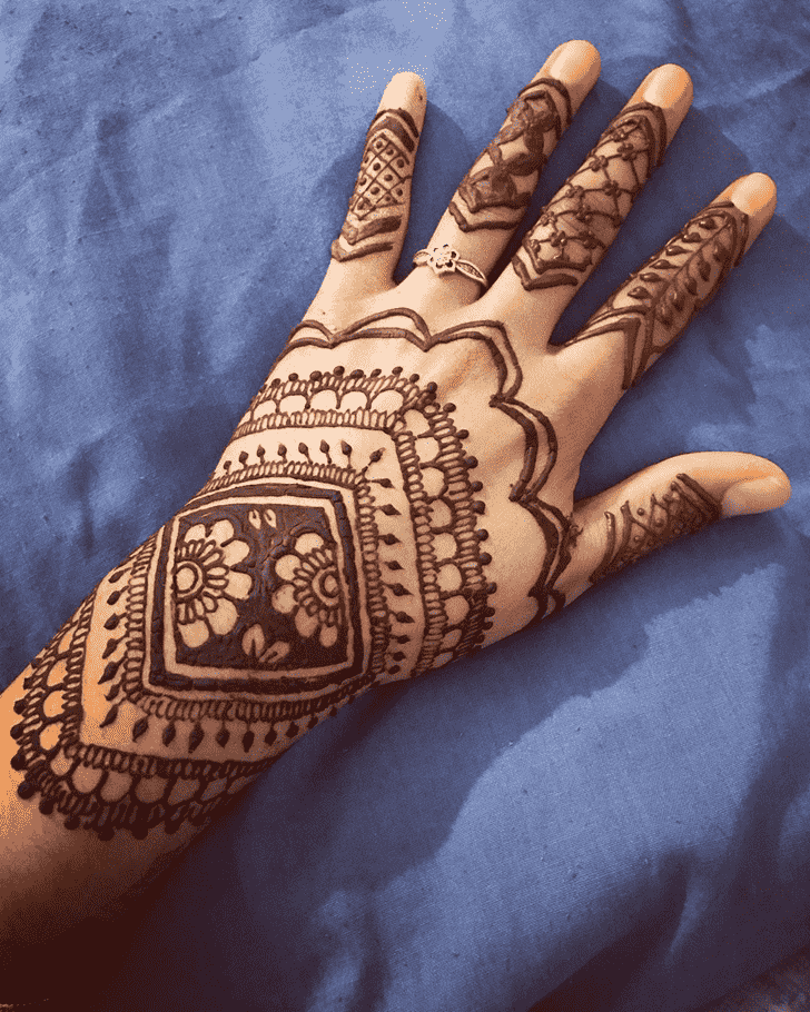 Magnificent Back Hand Henna Design