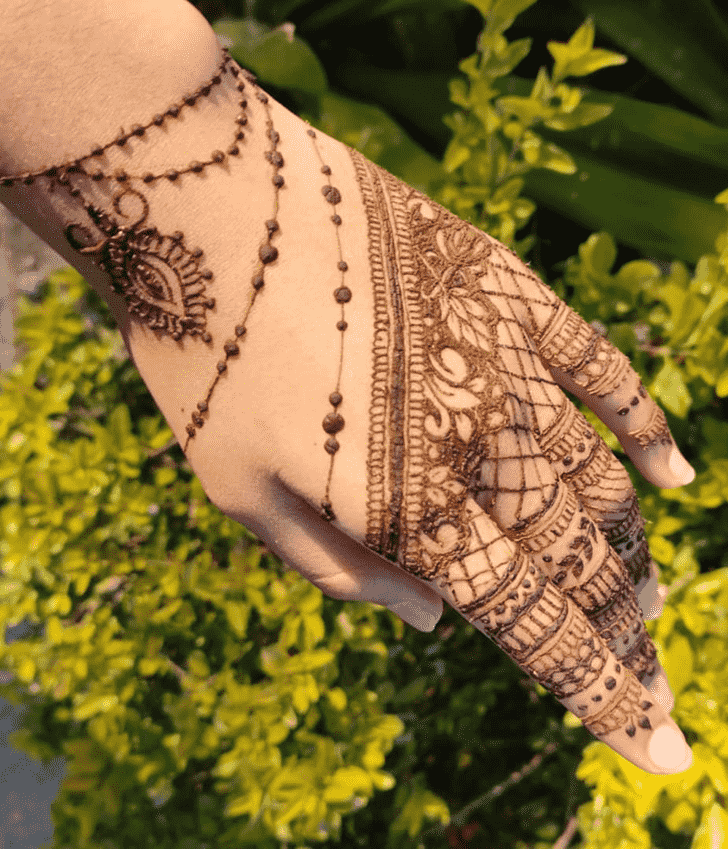 Pleasing Back Hand Henna Design
