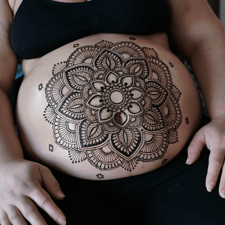 Henna Tattoo On A Womans Pregnant Belly And Hands Stock Photo   RoyaltyFree  FreeImages