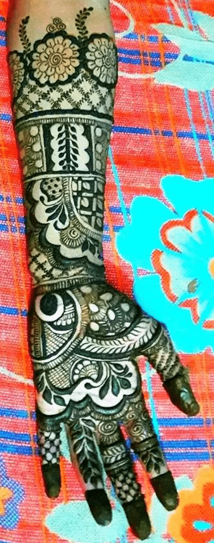 Captivating Bold Full Arm Henna Design