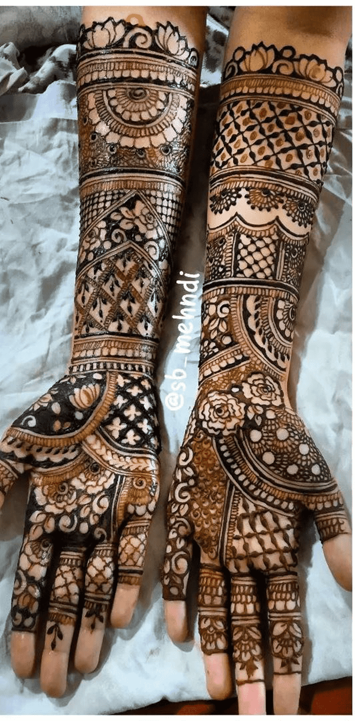 Comely Bold Full Arm Henna Design