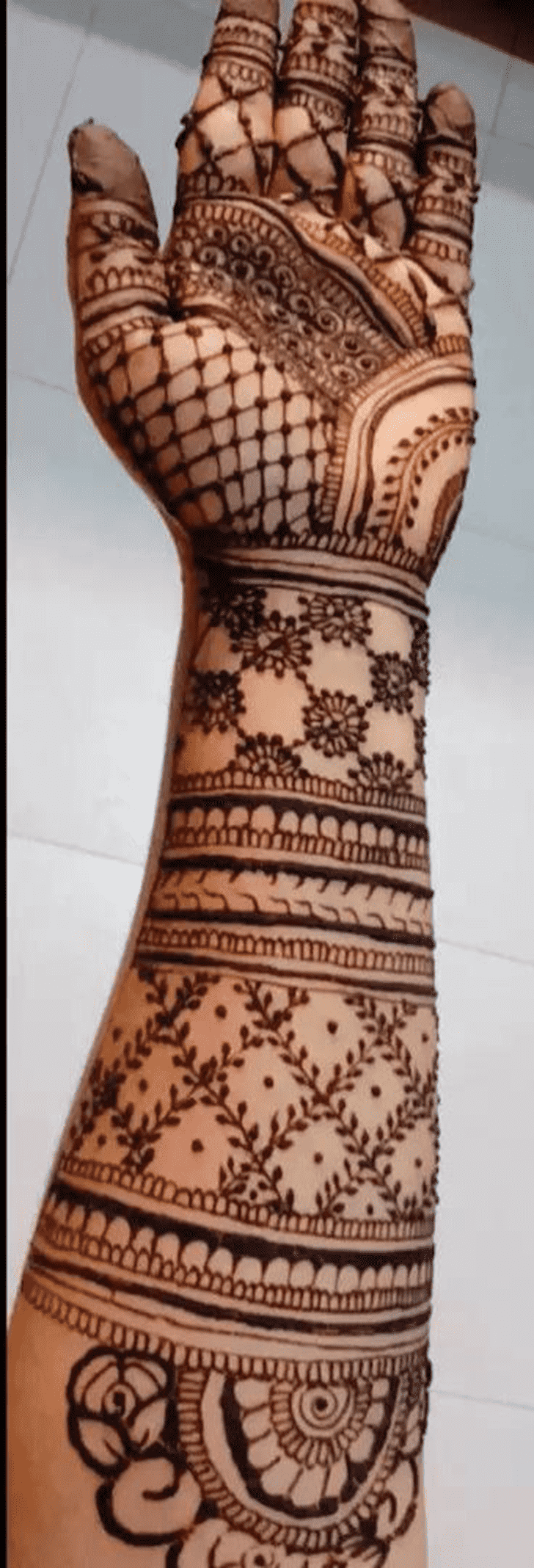 Delicate Bold Full Arm Henna Design