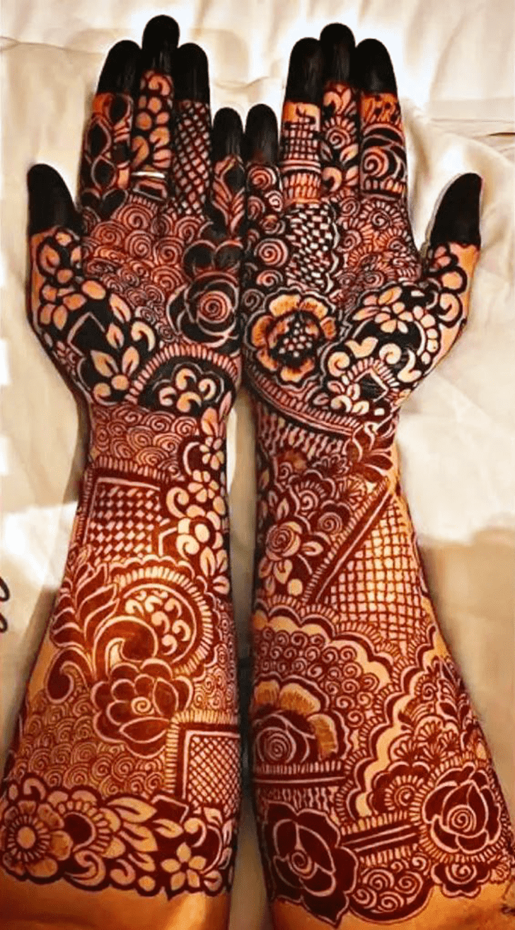 Delightful Bold Full Arm Henna Design