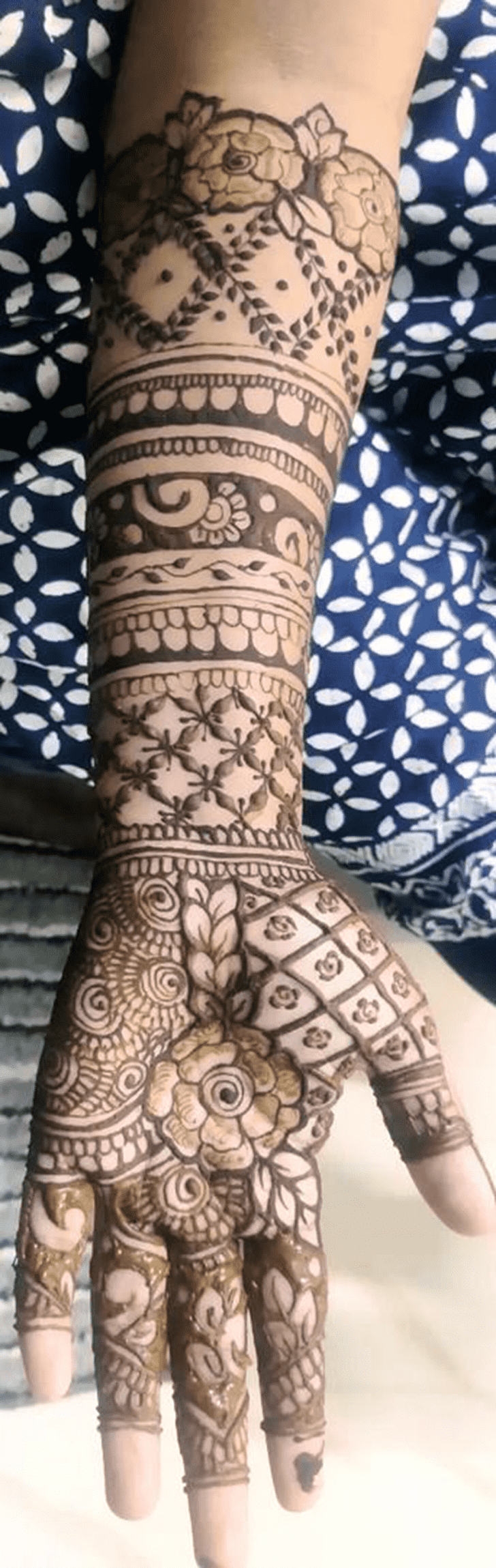 Elegant Bold Full Arm Henna Design