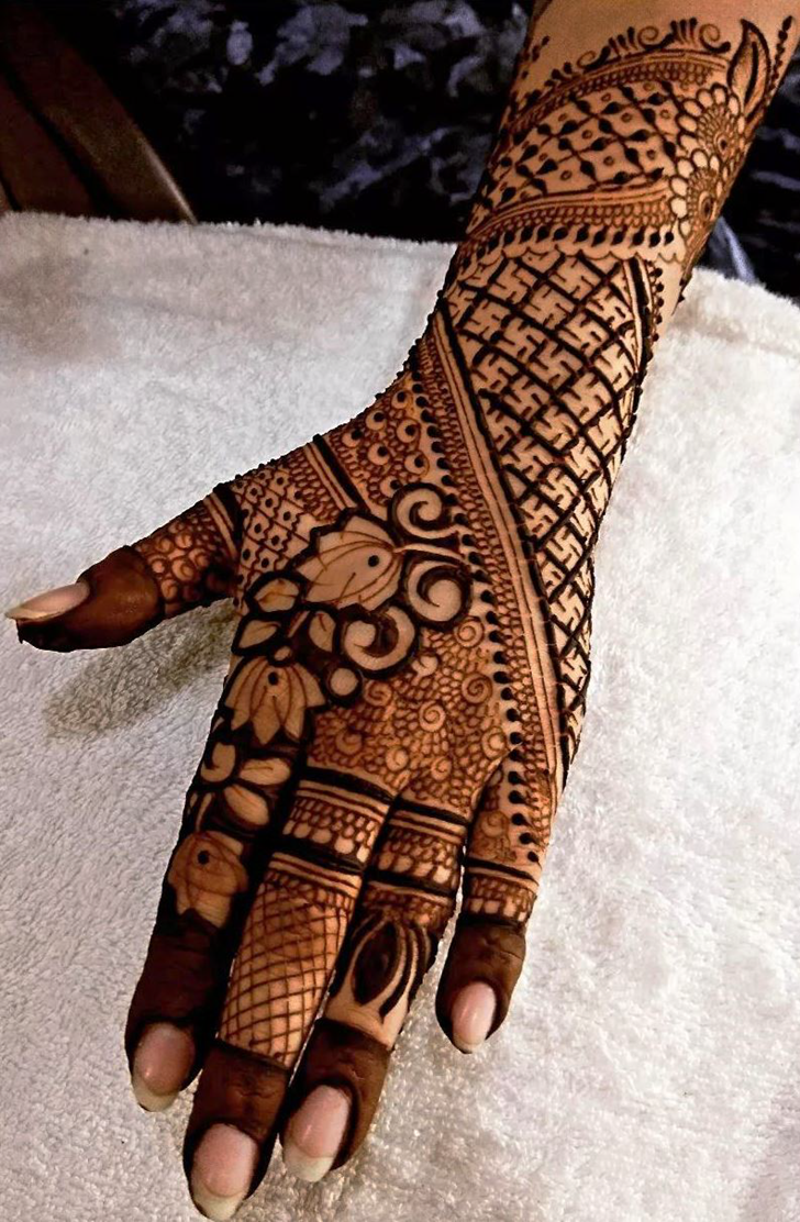 Enticing Bold Full Arm Henna Design