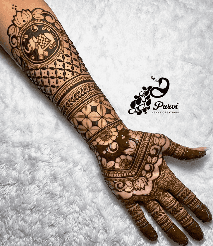 Fair Bold Full Arm Henna Design