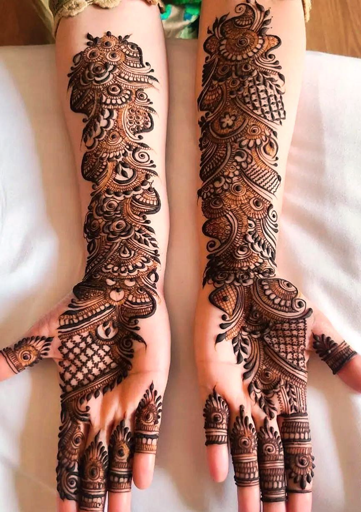 Gorgeous Bold Full Arm Henna Design