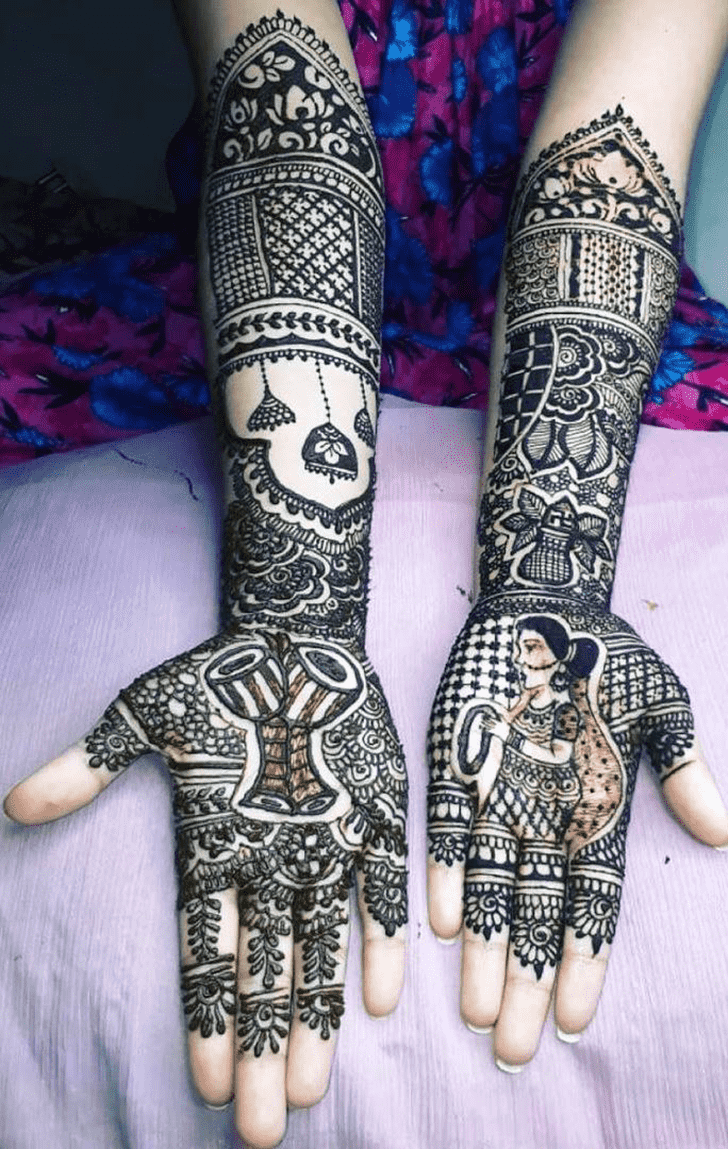 Awesome Bold Full Arm Henna Design