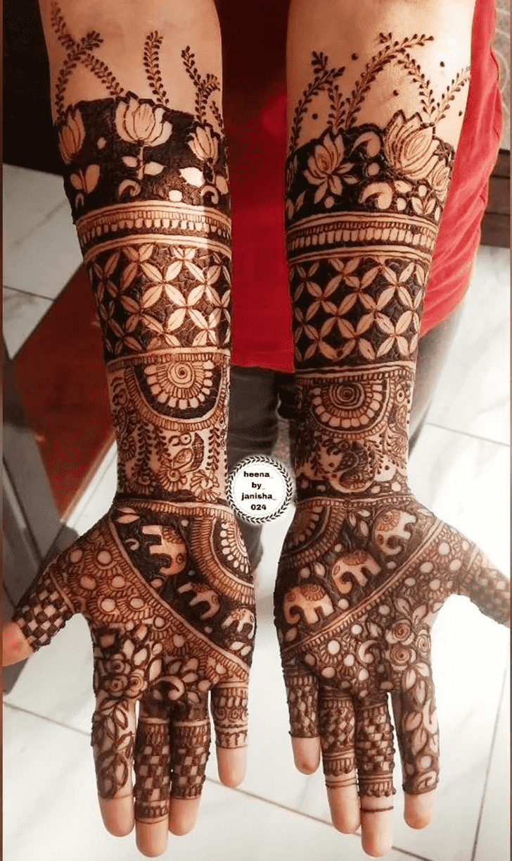 Magnificent Bold Full Arm Henna Design