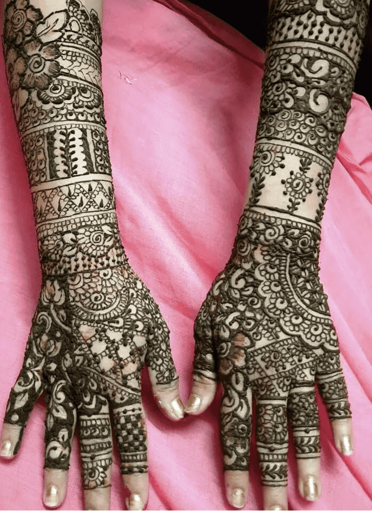 Marvelous Bold Full Arm Henna Design