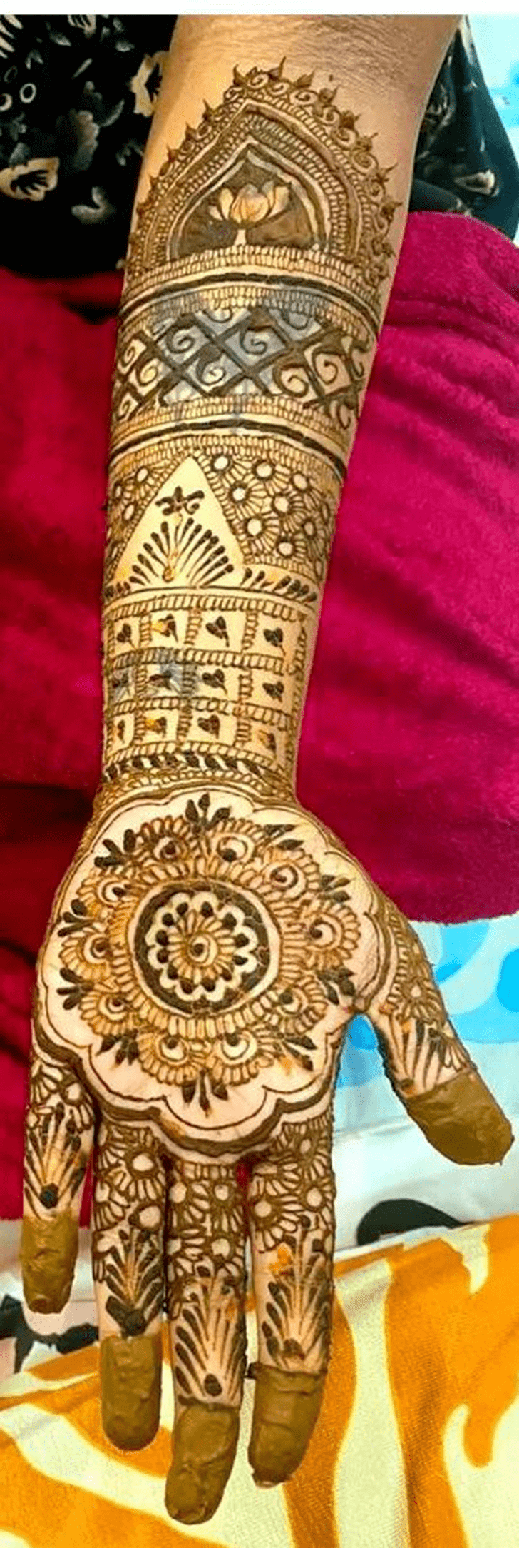 Radiant Bold Full Arm Henna Design