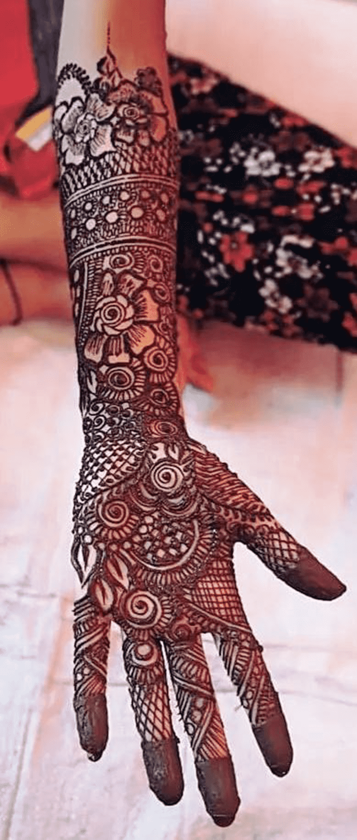 Refined Bold Full Arm Henna Design