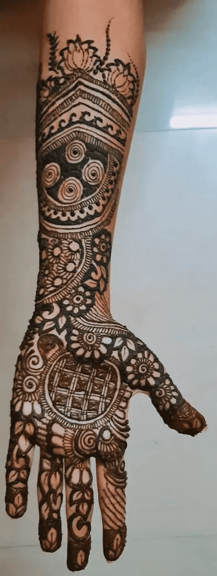 Resplendent Bold Full Arm Henna Design