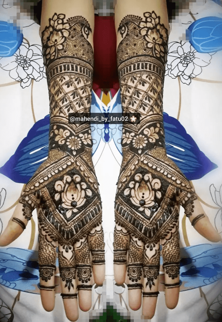 Stunning Bold Full Arm Henna Design