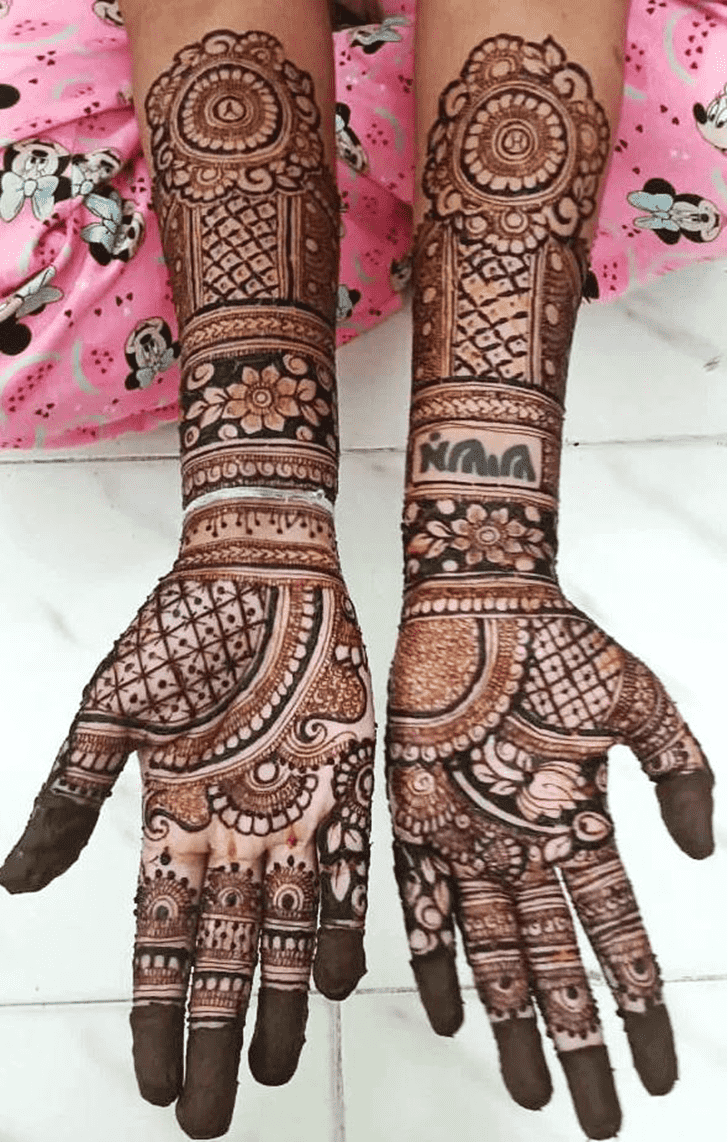 Superb Bold Full Arm Henna Design