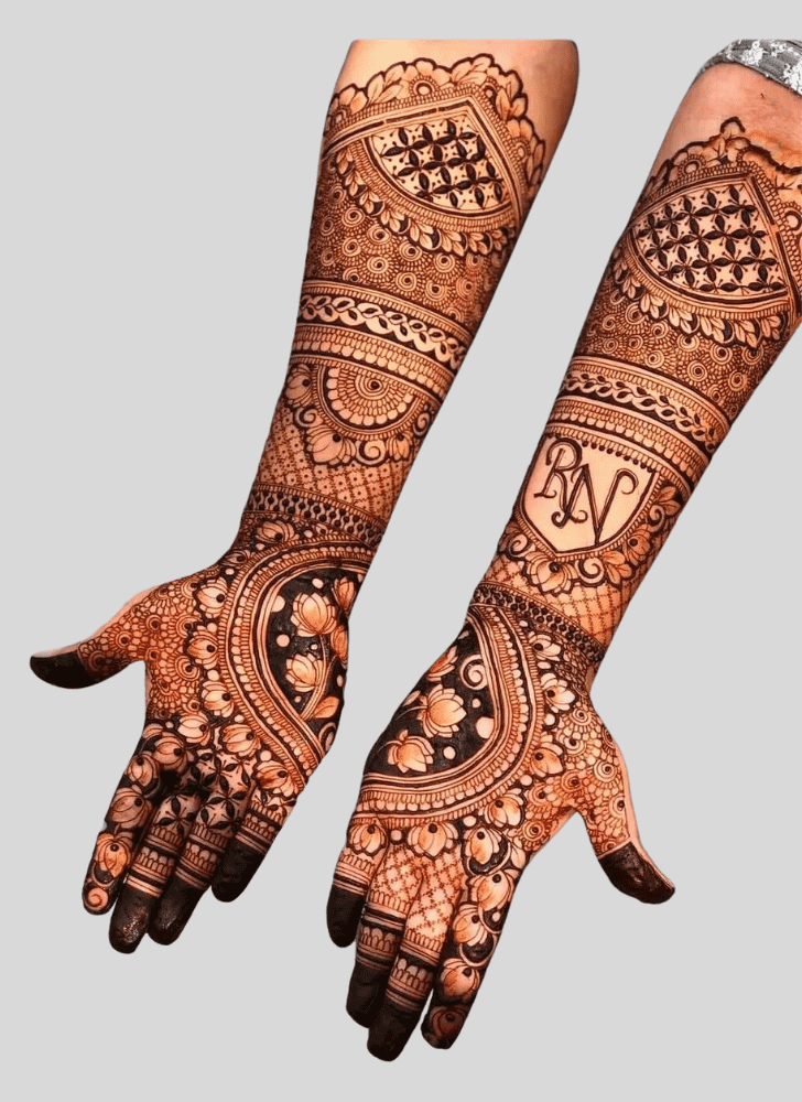 Captivating Bride And Groom Henna Design