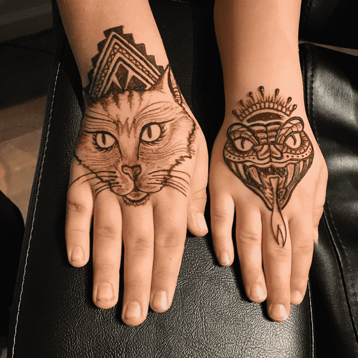 Delightful Cat Henna Design