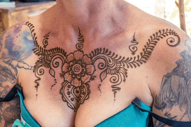 Superb Chest Henna Design