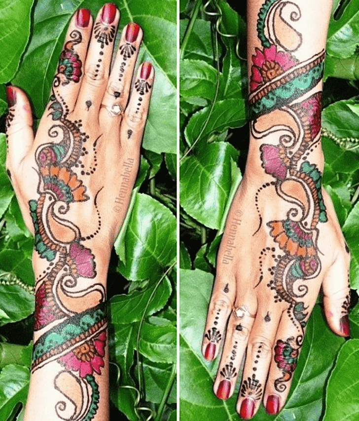 Arm Coloured Henna Design