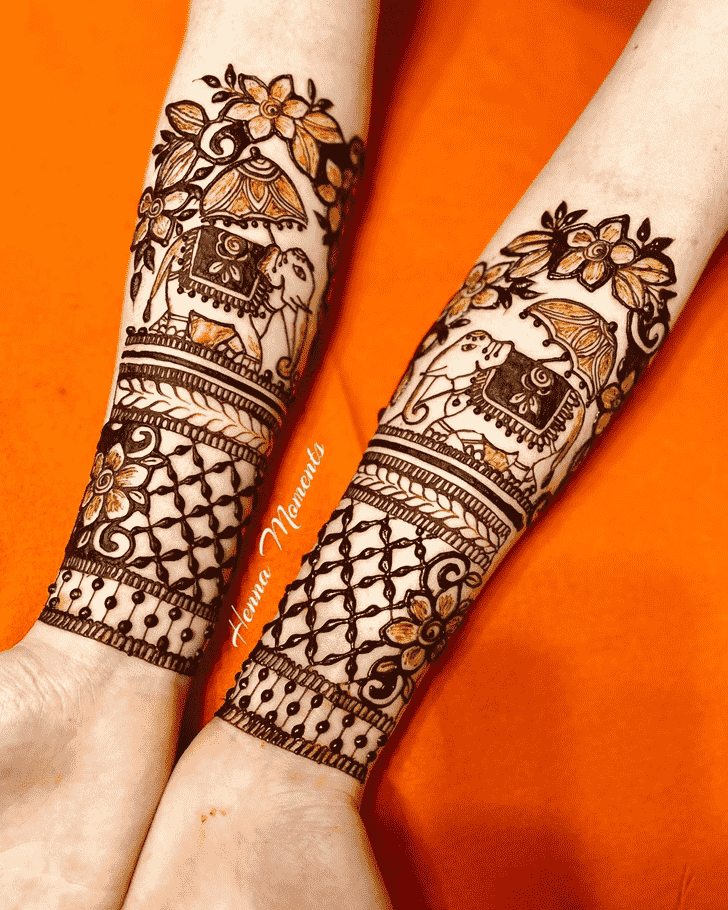 Mehndi colored traditional indian ethnic symbol with elephant Good for  henna design fabric textile tshirt printtattoo or poster Stock Vector   Adobe Stock
