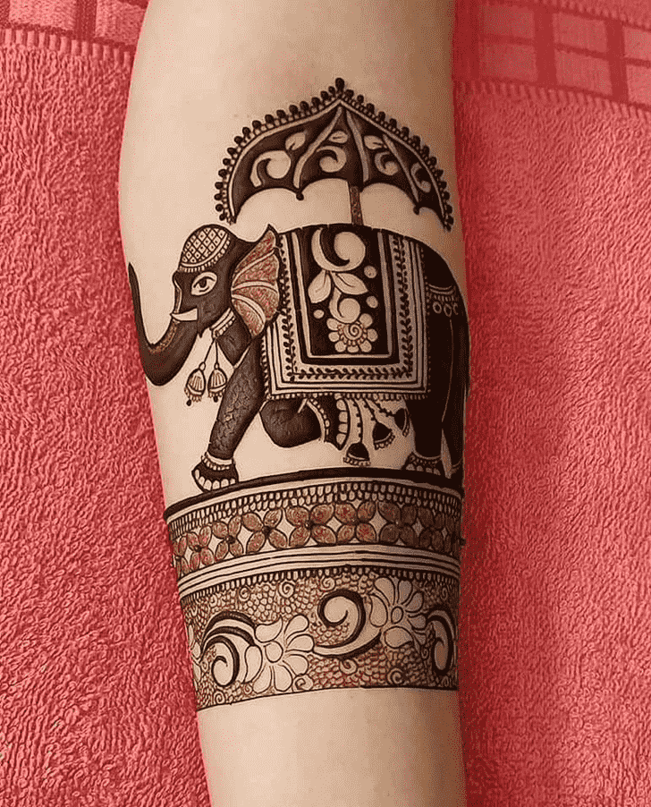 Resplendent Elephant Henna Design