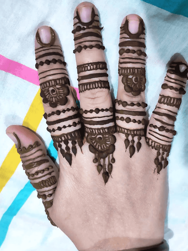 Stunning Hand Finger Mehndi Design