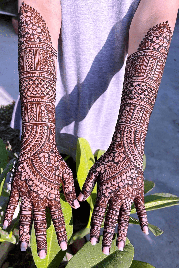 Adorable Graceful Full Arm  Henna Design