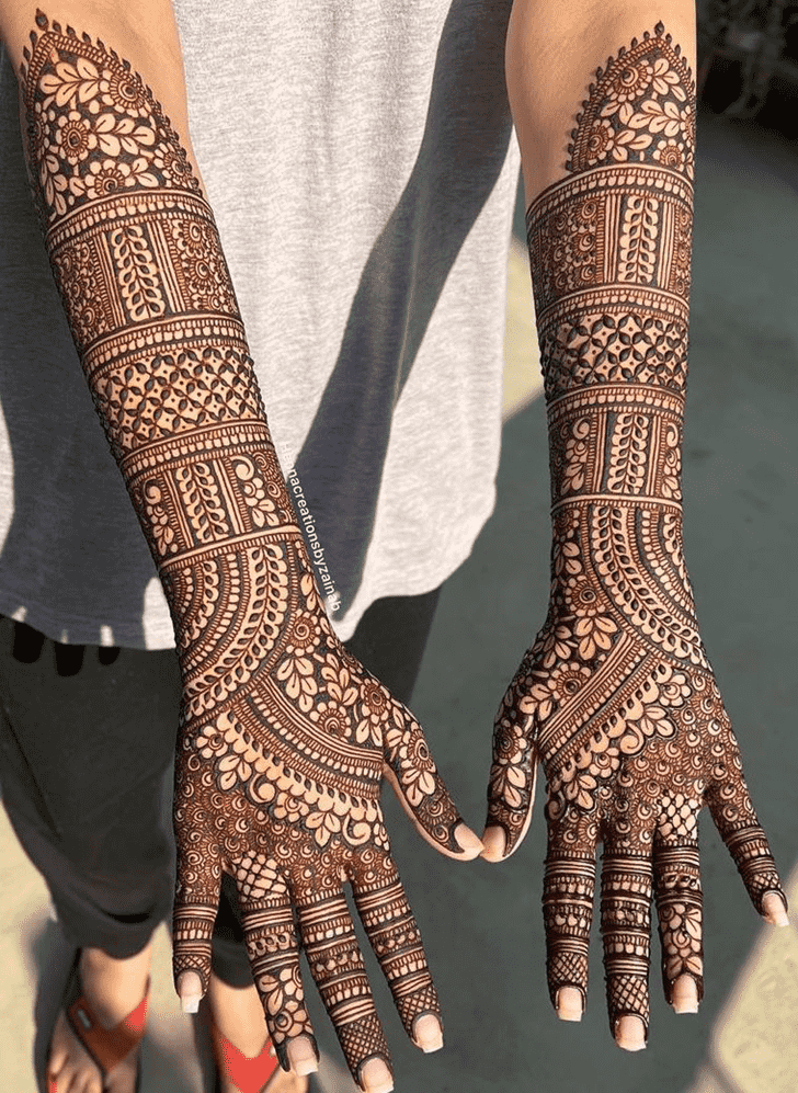 Charming Graceful Full Arm  Henna Design
