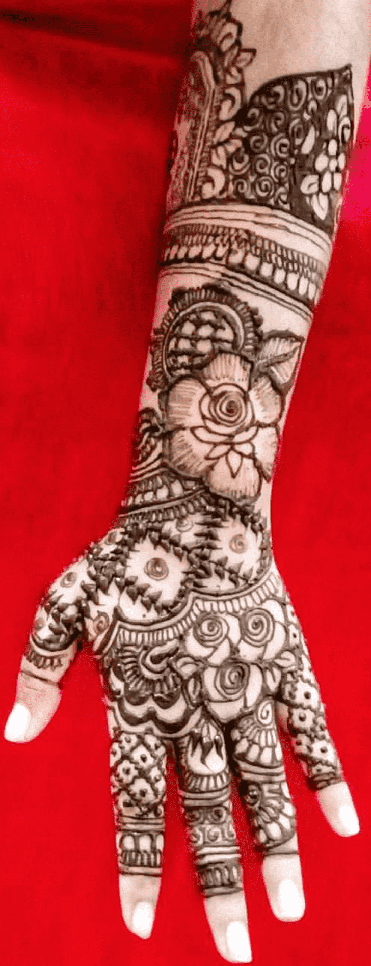 Fascinating Graceful Full Arm  Henna Design
