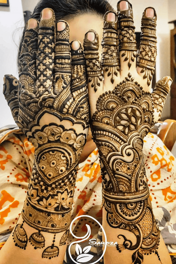 Awesome Graceful Full Arm  Henna Design