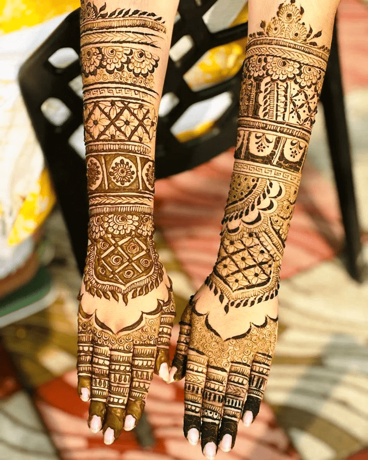 Nice Graceful Full Arm  Henna Design