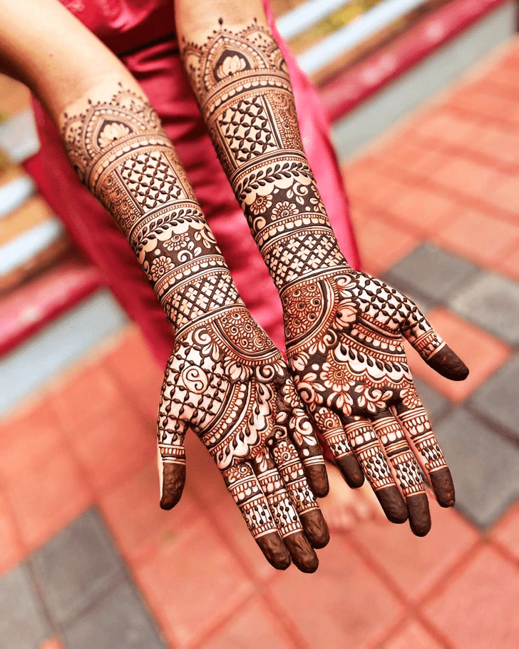 Pleasing Graceful Full Arm  Henna Design