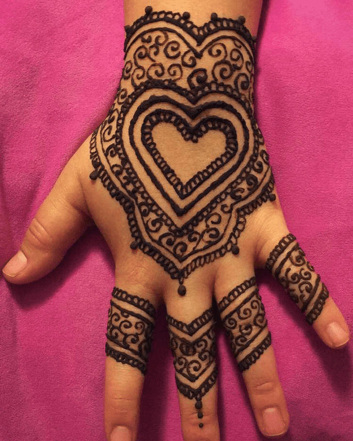 Enticing Heart Henna on Hand