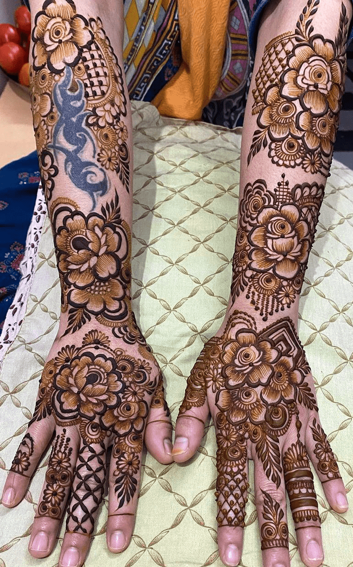 Adorable Intricate Full Arm Henna Design