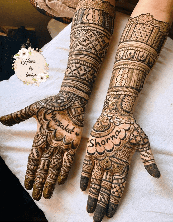 Inviting Intricate Full Arm Henna Design