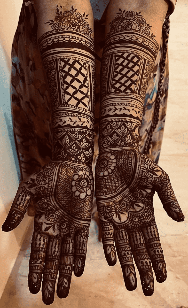Nice Intricate Full Arm Henna Design