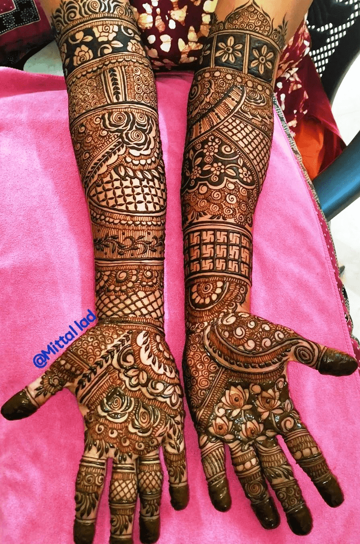 Shapely Intricate Full Arm Henna Design