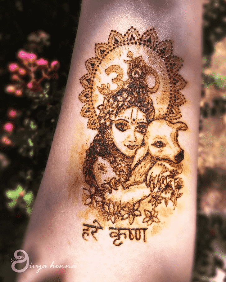 Elegant Krishna Henna Design