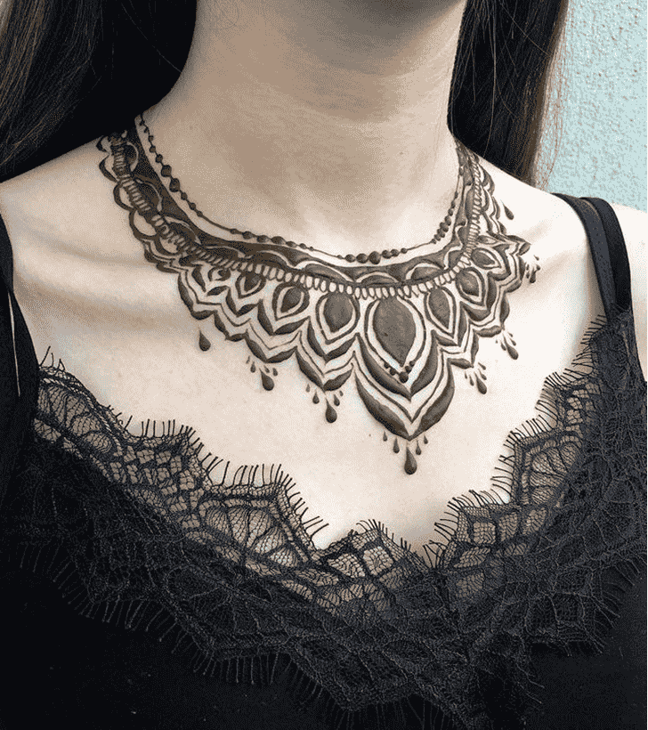 Fascinating Necklace Henna Design