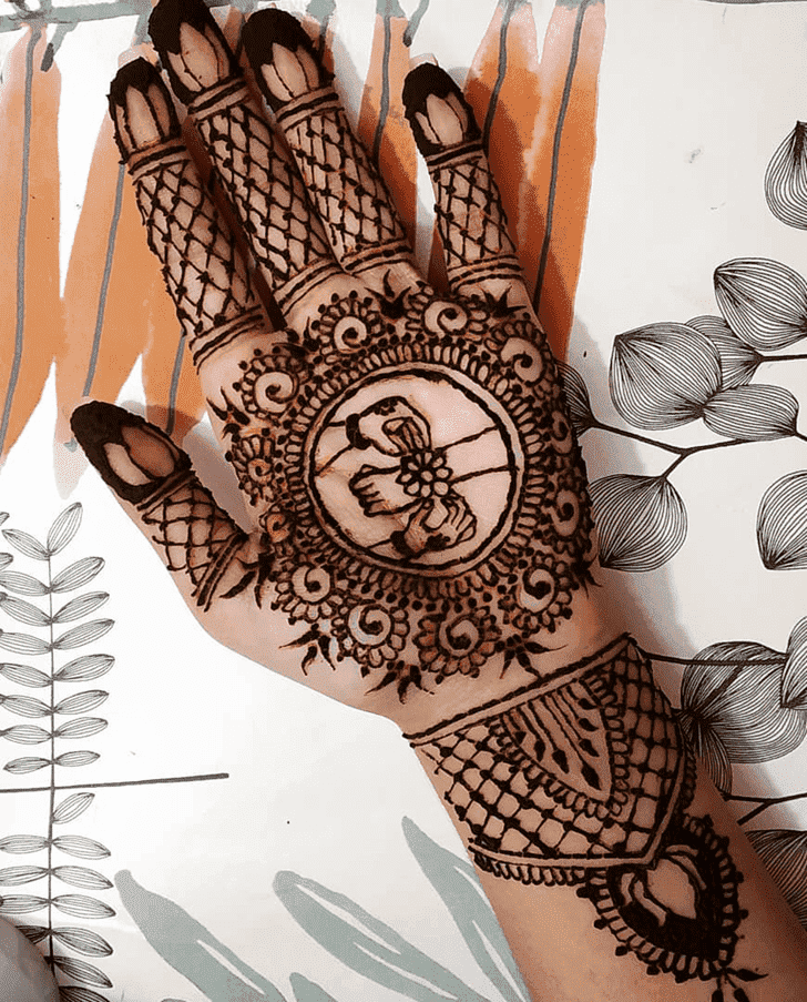 Angelic Raksha Bandhan Henna Design on Palm