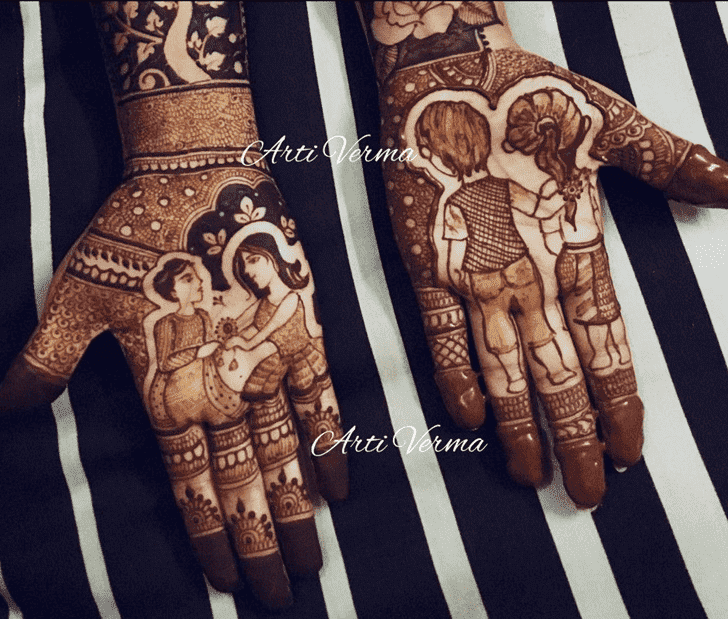 Fair Raksha Bandhan Henna Design on Back Hand