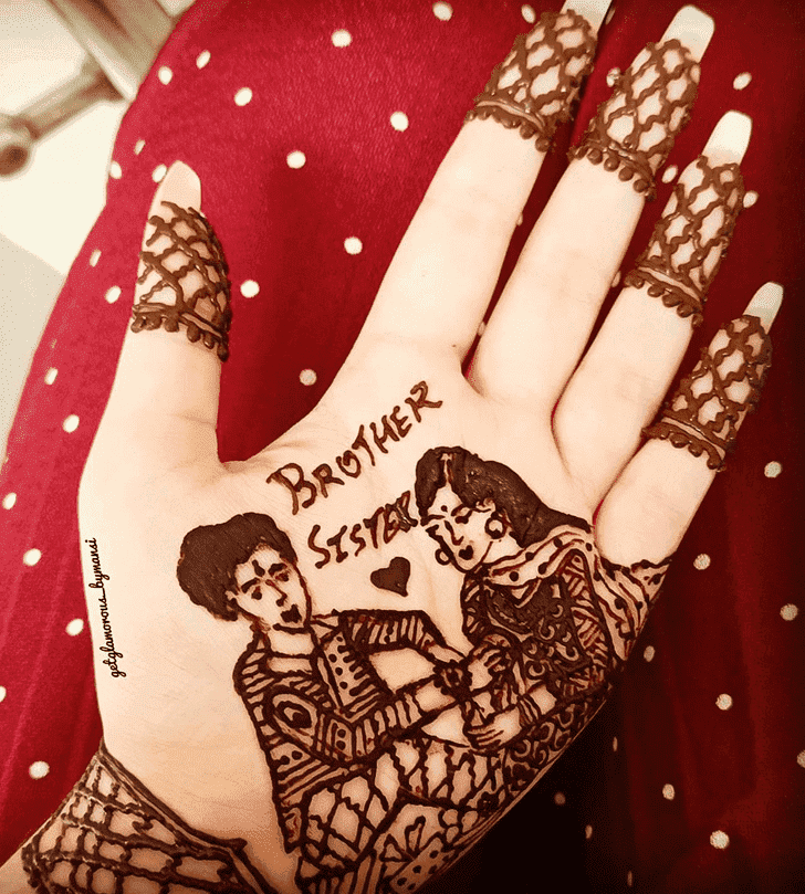 Fascinating Raksha Bandhan Henna Design on Back Hand