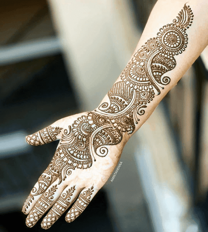 Gorgeous Raksha Bandhan Henna Design on Back Hand