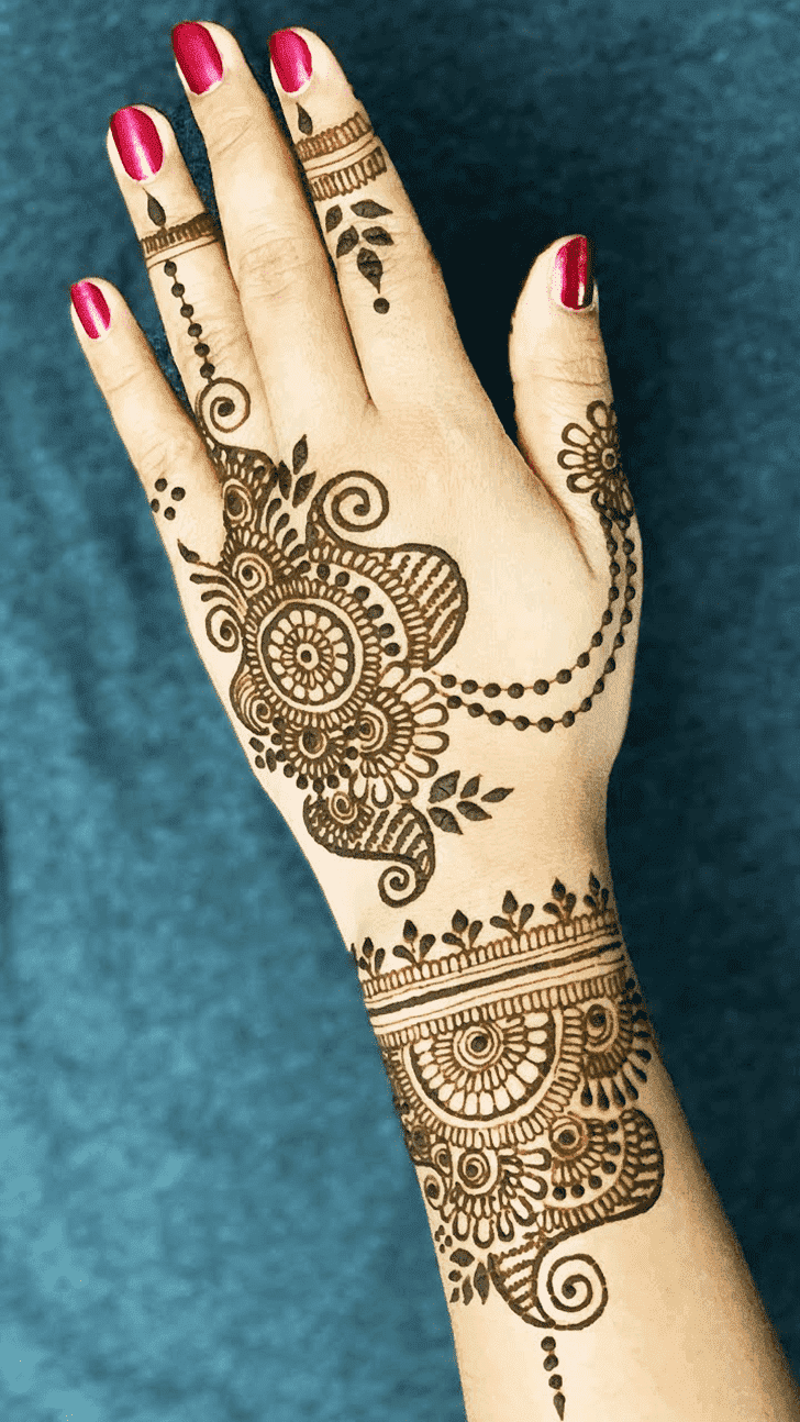 Lovely Raksha Bandhan Henna Design on Back Hand