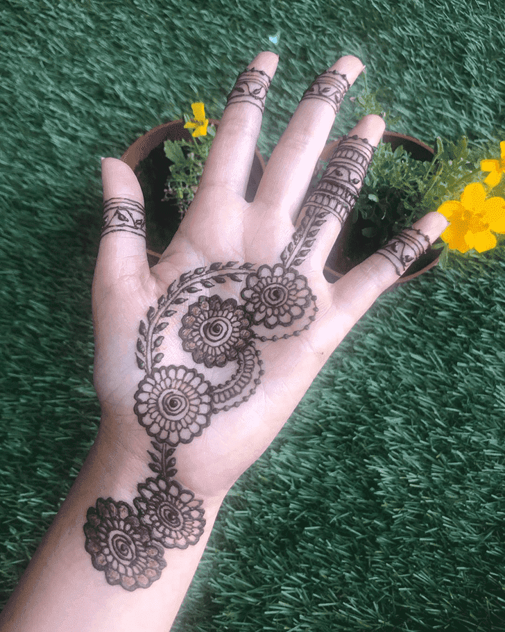 Breath Taking Raksha Bandhan Henna Design on Back Hand
