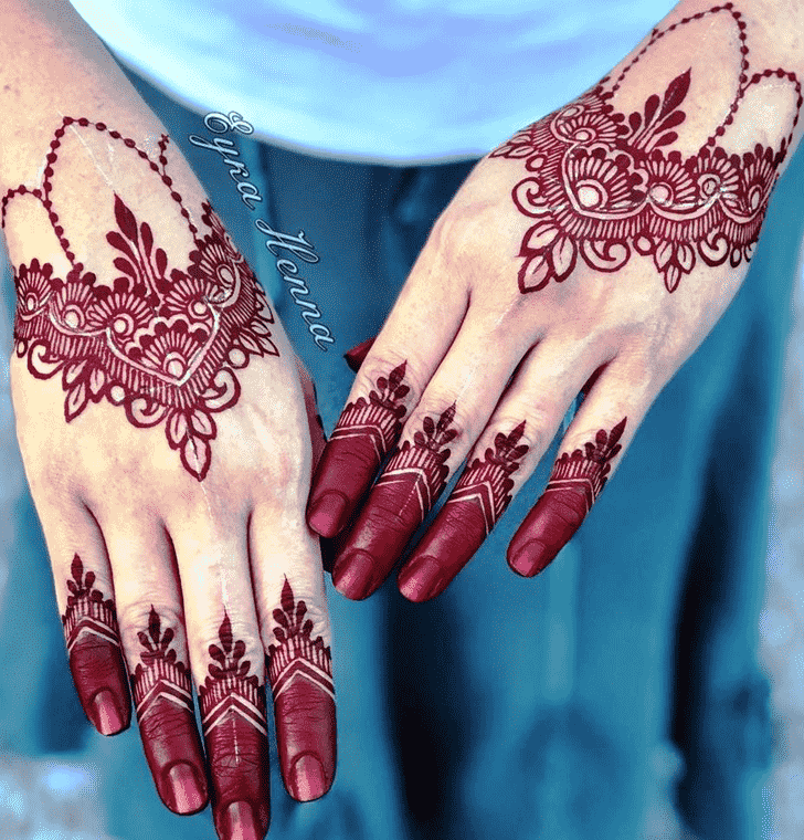 Enthralling Red Henna Design